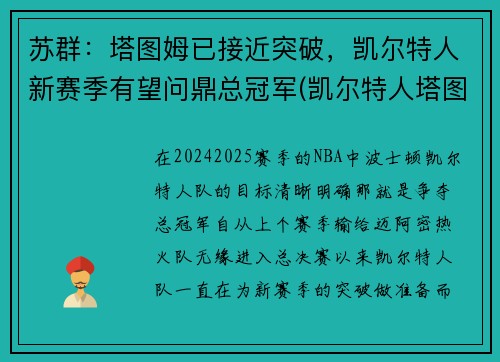 苏群：塔图姆已接近突破，凯尔特人新赛季有望问鼎总冠军(凯尔特人塔图姆球衣号码)